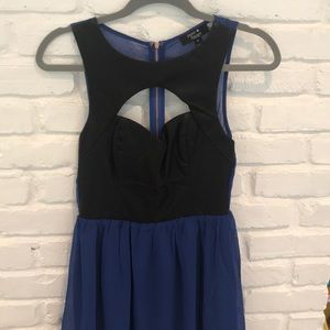 LF faux leather and blue flowy dress